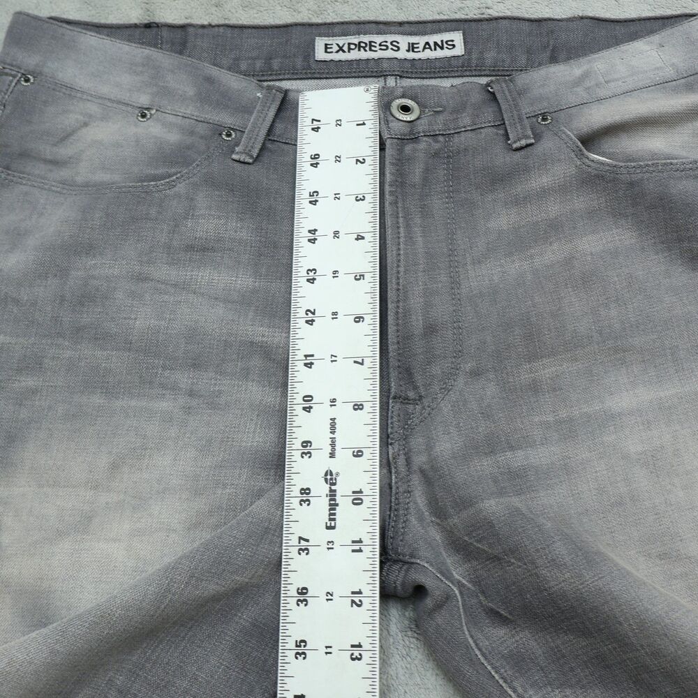 Express Jeans Mens 38x32 Gray Bootcut Kingston Classic Fit Denim Stone Wash - Picture 5 of 16